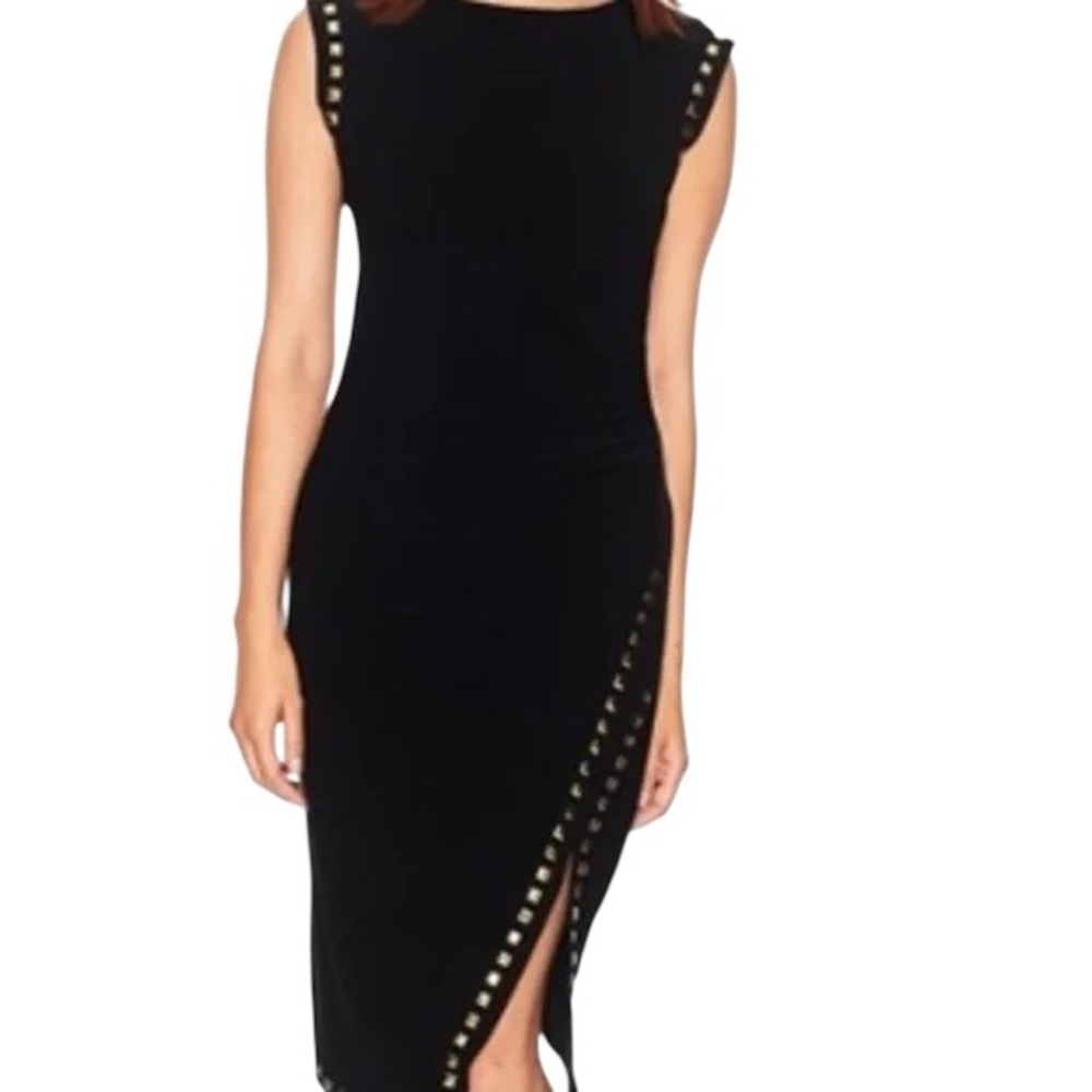 Emma & Michele Black Asymmetrical Dress with Studded Detail Size L